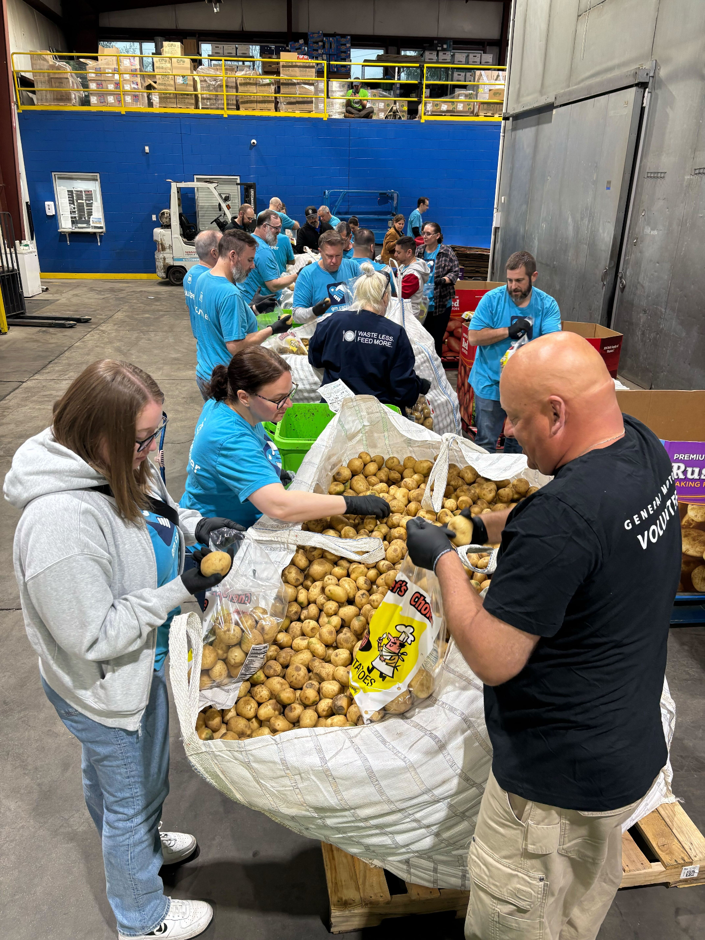 Volunteers repacking pallets · Michigan